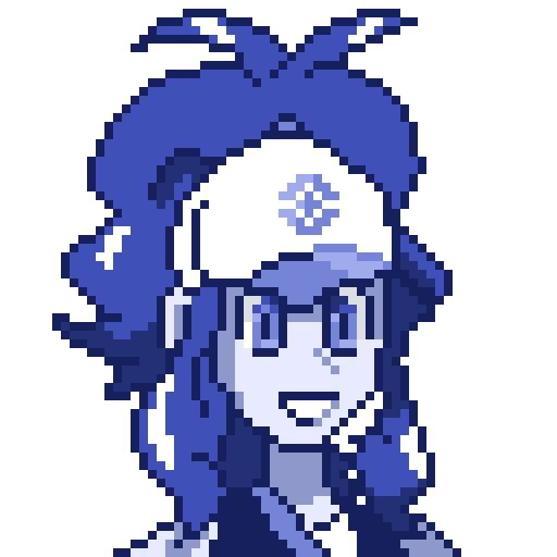 A pixel art rendition of Hilda, the female trainer from Pokemon Black