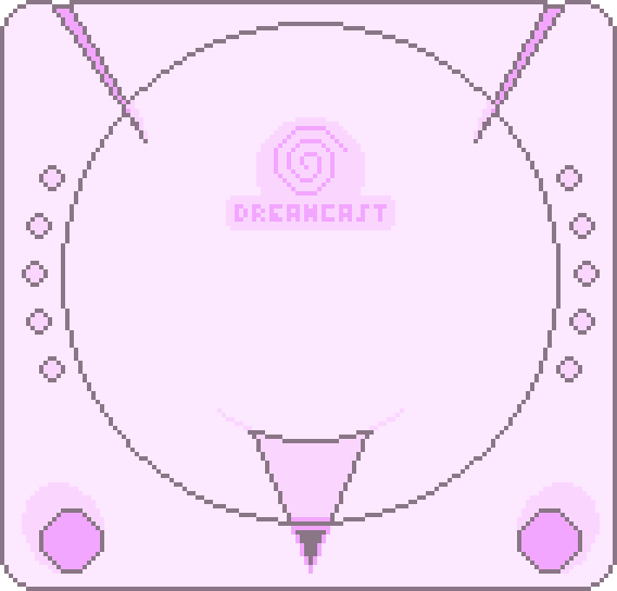 A pink pixel art Dreamcast
