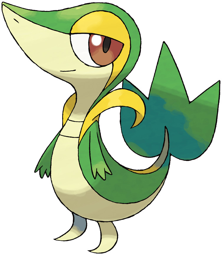 A picutre of a Snivy from Pokémon. It looks very smug.